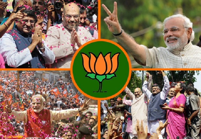 Modi With BJP विधानसभा चुनावों में कांग्रेस की बुरी गत, मोदी का जादू बरकरार