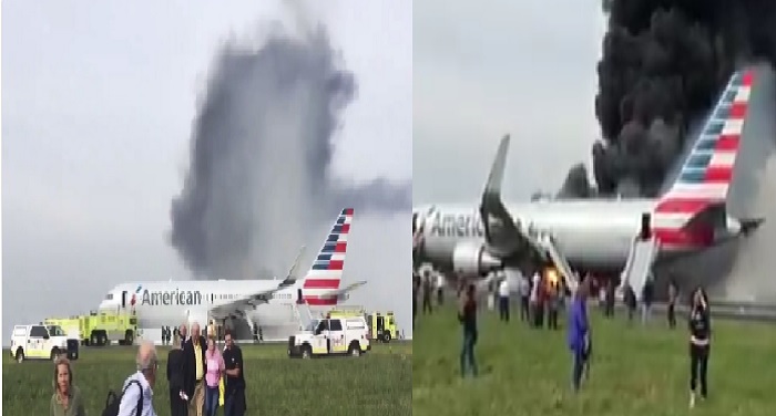 Plane वीडियो: शिकागो के हवाईअड्डे पर विमान का टायर फटने से लगी आग
