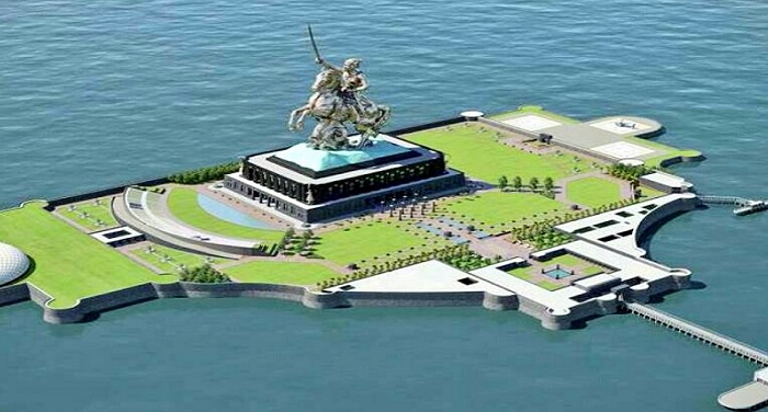 shivaji statute in sea पीएम मोदी ने रखी अरब सागर में शिवाजी की प्रतिमा की नींव