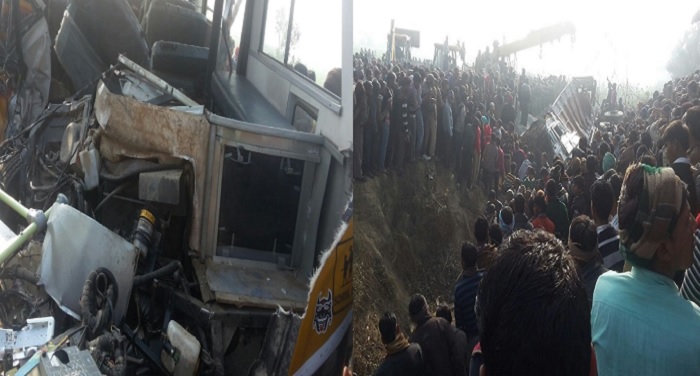 etah एटा में स्कूल बस की ट्रक से टक्कर, हादसे में 15 बच्चों की मौत कई घायल