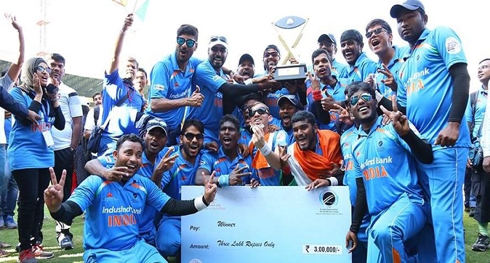 cricket विजय गोयल ने किया नेत्रहीन टी-20 विश्व कप जीतने वाली टीम को सम्मानित