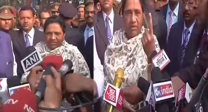 mayawati vote लखनऊ में मायावती और रीता ने डाला वोट, भरा जीत का दम