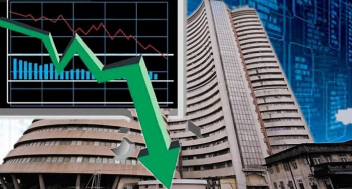 share market down शेयर बाजार में भारी गिरावट, तीन महीने के बाद सेंसेक्स 58,000 के स्तर से नीचे