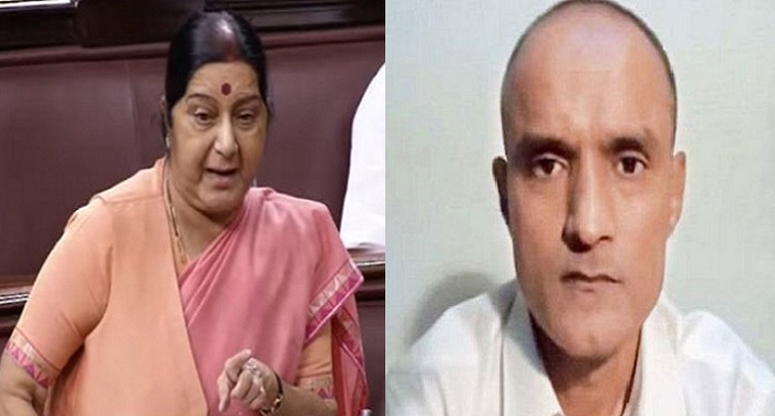 Jhadav with suhsma राज्यसभा में सुषमा ने जाधव के मामले पर पाक को सुनाई खरी-खरी (वीडियो)