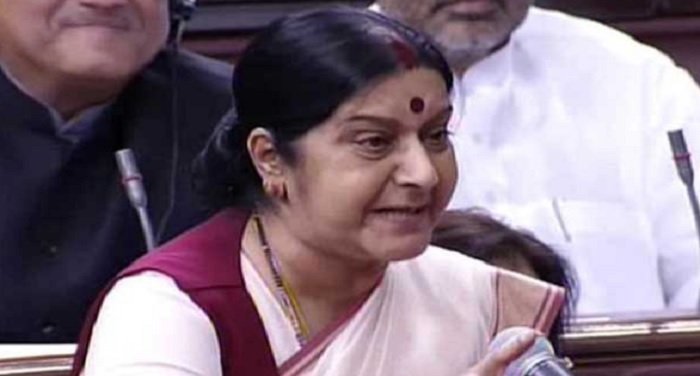 sushma swaraj in rajya sabha राज्यसभा में सुषमा ने जाधव के मामले पर पाक को सुनाई खरी-खरी (वीडियो)