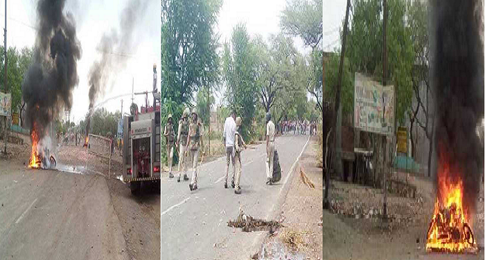 kisan ki ma मध्यप्रदेश हिंसा: हाईवे पर किसानों ने लगाई गाड़ियों में आग