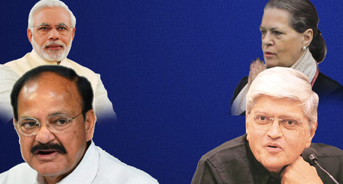naidu and gandhi 2 उपराष्ट्रपति चुनाव: वेंकैया नायडू के सामने खड़े हुए गोपाल कृष्ण गांधी, कल होगा फैसला