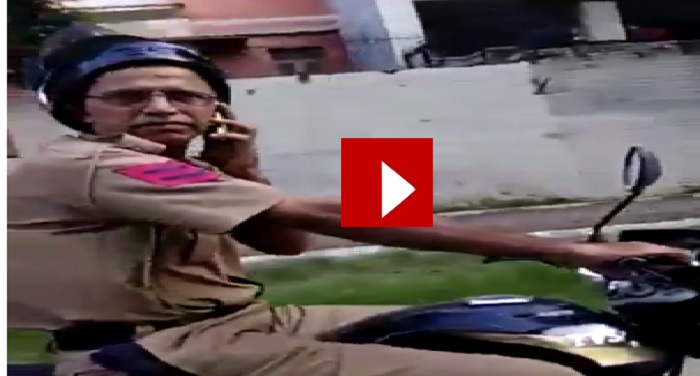 chandigarh, policeman, slapp, man, traffic rule, video
