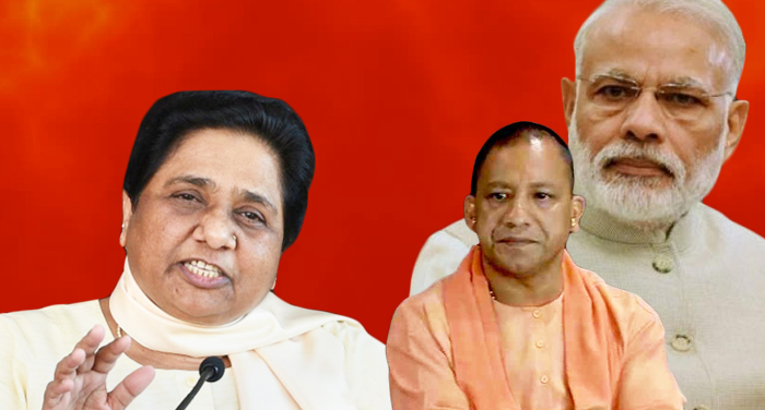 mayawati modi and yogi मायावती का बीजेपी पर आरोप- सहारनपुर दंगे EVM से ध्यान हटाने के लिए कराए गए