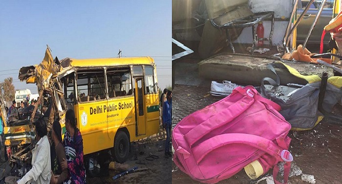 Capture दर्दनाक: इंदौर में स्कूल बस और ट्रक की टक्कर, पांच मासूमों की मौत
