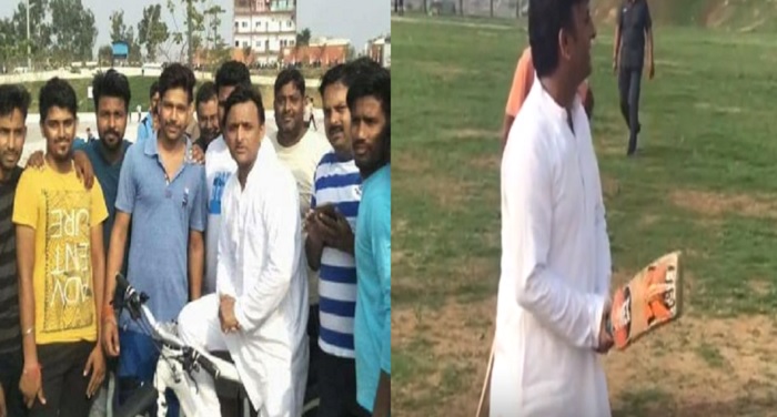 akhilash yadav सरकारी बंगला छोड़ने के बाद अखिलेश ने की साइकिल की सवारी, बच्चों के साथ खेला क्रिकेट