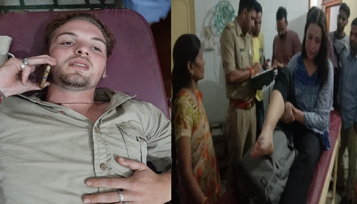 up भारत की सेर पर निकले विदेशी जोड़े को बाइक ने मारी टक्कर, पुलिस ने कराया इलाज