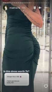 mia मिया खलीफा ने पहनी साढ़े 5 लाख की ड्रेस, फोटो की शेयर