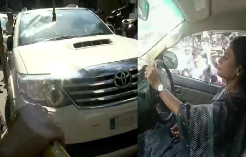 123 आंध्र प्रदेश के CM जगनमोहन रेड्डी की बहन को पुलिस ने उठाया कार समेत, देखें वीडियो