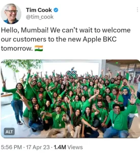 img20230418075304 1681784650 भारत में पहले एपल स्टोर की ओपनिंग, CEO टिम कुक ने किया उद्घाटन
